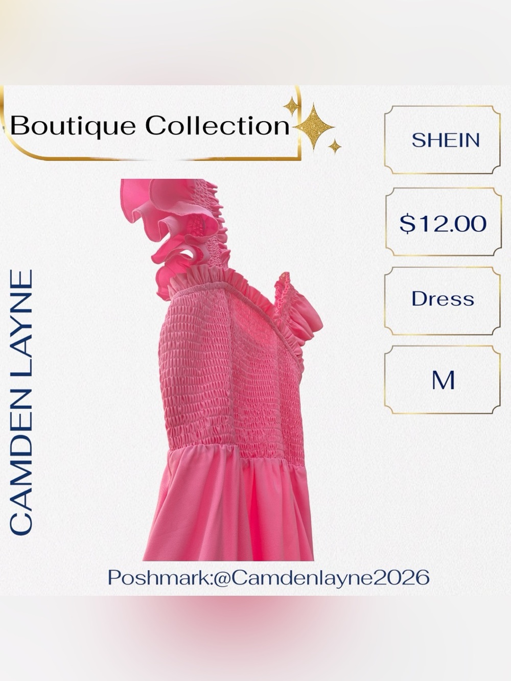 SHEIN Pink Ruffle-Sleeve Smocked Midi Dress - Picture 7 of 10